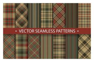 Set plaid pattern seamless. Tartan patterns fabric texture. Checkered geometric vector background. Scottish stripe blanket backdrop