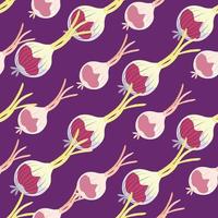 Hand drawn onion bulb seamless pattern. Onion in doodle style endless wallpaper vector