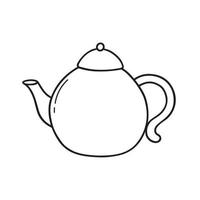 Hand drawn teapot doodle. Tea time in sketch style. Vector illustration isolated on white background