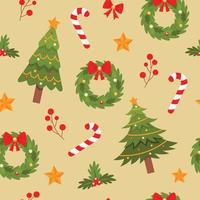 Green christmas tree seamless pattern vector