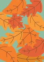 Multicolored autumn leaves on a blue background. Fallen maple and oak leaves. Abstract nature background. Vector illustration design.