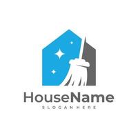 concepto de diseños de logotipo de casa limpia. plantilla vectorial del logotipo del servicio de limpieza. vector