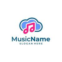 Ilustración de icono de vector de logotipo de nube de música. plantilla de diseño de logotipo de música