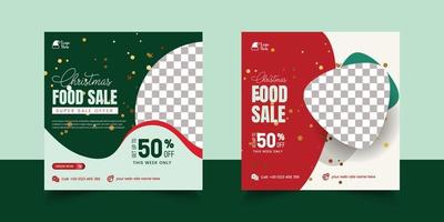 Merry Christmas sale social media post banner template vector