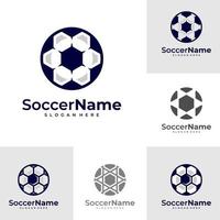 conjunto de plantilla de logotipo de fútbol moderno, vector de diseño de logotipo de fútbol