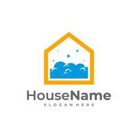 vector de concepto de diseños de logotipo de casa de nube. casa con plantilla de logotipo de nube