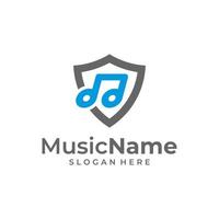 Shield Music Logo Vector Icon Illustration. Music logo design template