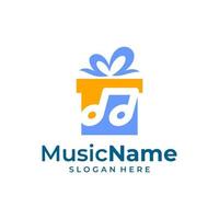 Gift Music Logo Vector Icon Illustration. Music logo design template