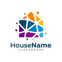 Home tech with connection dot line art style logo design vector. creative idea symbol technology. icon template. vector