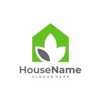 vector de concepto de diseños de logotipo de la casa de la naturaleza. plantilla de logotipo de hoja de inicio