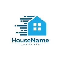 Fast House logo designs concept vector. Tech Home logo template vector