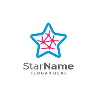 elemento de diseño de logotipo de icono de estrella digital. plantilla de vector de logotipo de estrella de tecnología