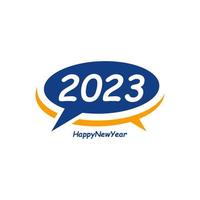 feliz año nuevo 2023 texto con concepto de diseño de chat. portada del diario de negocios para 2023 con deseos. plantilla de diseño de folleto, tarjeta, banner. ilustración vectorial aislado sobre fondo blanco. vector