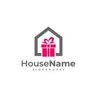 Gift House logo design template. Gift logo concept vector. vector