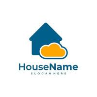 vector de concepto de diseños de logotipo de casa de nube. casa con plantilla de logotipo de nube