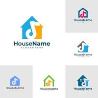 Set of Creative Simple Music House Logo, Music House Studio Logo Design Vector Template