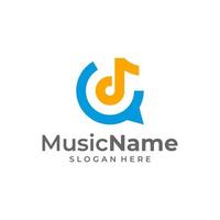 Music Talk Logo Vector Icon Illustration. Chat Music logo design template