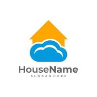 vector de concepto de diseños de logotipo de casa de nube. casa con plantilla de logotipo de nube