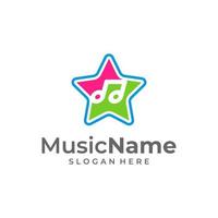 plantilla de ilustración de logotipo de música estrella. vector de concepto de diseño de logotipo de nota musical