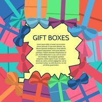 Background with a colorful gift boxes. Vector illustration.