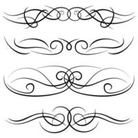 conjunto de rizos decorativos antiguos, remolinos, monogramas y bordes caligráficos. elementos de diseño de dibujo lineal en color negro vector