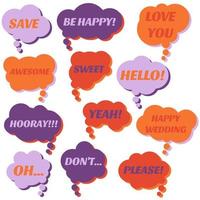 Set of speech bubbles on a white background with different inscriptions in the middle vector