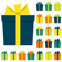 colección de veinte cajas de regalo multicolores. ilustración vectorial vector