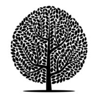 silueta vectorial de un árbol aislado en un fondo blanco vector