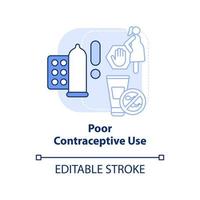 Poor contraceptive use light blue concept icon. Unplanned pregnancies. Overpopulation abstract idea thin line illustration. Isolated outline drawing. Editable stroke. vector