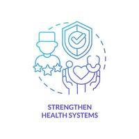 Strengthen health systems blue gradient concept icon. Medical experts. Pandemic prevention abstract idea thin line illustration. Isolated outline drawing vector