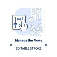 Manage flows light blue concept icon. Traffic regulation. Coping with overcrowding abstract idea thin line illustration. Isolated outline drawing. Editable stroke. vector