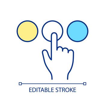 icono de color rgb de elección alternativa. Toma de decisiones. diferentes opciones y variaciones. presionar el botón. ilustración vectorial aislada. dibujo de línea rellena simple. trazo editable. vector