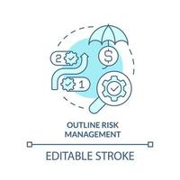 Outline risk management turquoise concept icon. Procurement process abstract idea thin line illustration. Action plan. Isolated outline drawing. Editable stroke. vector