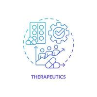 Therapeutics blue gradient concept icon. Treatment. Pandemic preparedness clinical research abstract idea thin line illustration. Isolated outline drawing vector