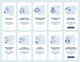 Healthcare system reform light blue onboarding mobile app screen set. Walkthrough 5 steps editable graphic instructions with linear concepts. UI, UX, GUI template. vector