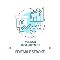 Vendor development turquoise concept icon. Sourcing strategy abstract idea thin line illustration. Manage supply chain. Isolated outline drawing. Editable stroke. vector