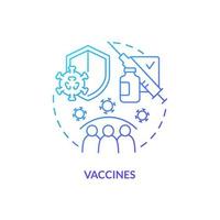 Vaccines blue gradient concept icon. Booster injection. Pandemic preparedness clinical research abstract idea thin line illustration. Isolated outline drawing vector