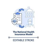 National health insurance model light blue concept icon. Type of healthcare systems abstract idea thin line illustration. Isolated outline drawing. Editable stroke. vector