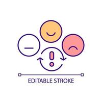 Emotional changes RGB color icon. Bipolar disorder. Mood swings. Health condition. Isolated vector illustration. Bipolar mood episodes. Simple filled line drawing. Editable stroke.