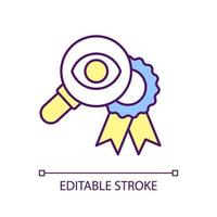 Award decision RGB color icon. Excellence emblem. Investigation. Prize and award. High quality badge. Isolated vector illustration. Simple filled line drawing. Editable stroke.