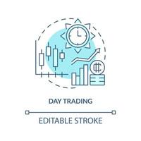 Day trading turquoise concept icon. Active engagement. Way to make money on crypto abstract idea thin line illustration. Isolated outline drawing. Editable stroke. vector
