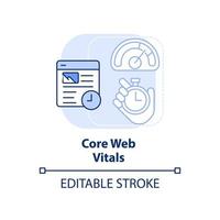 Core web vitals light blue concept icon. Set of standards. Search engine optimization abstract idea thin line illustration. Isolated outline drawing. Editable stroke. vector