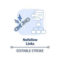 nofollow enlaces icono de concepto azul claro. principio de optimización de motores de búsqueda idea abstracta ilustración de línea delgada. dibujo de contorno aislado. trazo editable. vector