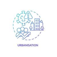Urbanisation blue gradient concept icon. Virus spreading. Reason for increased risk of pandemic abstract idea thin line illustration. Isolated outline drawing. vector