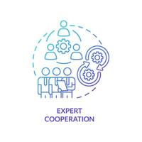 Expert cooperation blue gradient concept icon. Specialists integration. Pandemic preparedness abstract idea thin line illustration. Isolated outline drawing vector