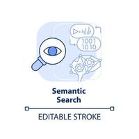 Semantic search light blue concept icon. Relevant results. Search engine optimization abstract idea thin line illustration. Isolated outline drawing. Editable stroke. vector