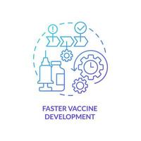 Icono de concepto de gradiente azul de desarrollo de vacunas más rápido. Diseño de inyección rápida. prevención de pandemia idea abstracta ilustración de línea delgada. dibujo de contorno aislado vector