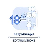 Early marriages light blue concept icon. Children. Social effect of overcrowding abstract idea thin line illustration. Isolated outline drawing. Editable stroke. vector