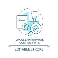 Choose appropriate contract type turquoise concept icon. Procurement process abstract idea thin line illustration. Isolated outline drawing. Editable stroke. vector