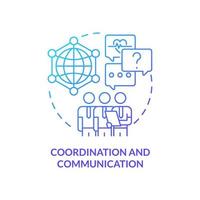 Coordination and communication blue gradient concept icon. Global teamwork. Pandemic preparedness effort abstract idea thin line illustration. Isolated outline drawing vector